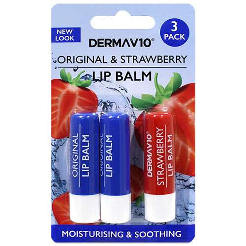 DermaV10 Lip Balm Original and Strawberry