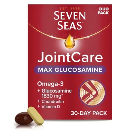 Seven Seas JointCare MAX GLUCOSAMINE With Omega-3, Glucosamine, Chondroitin, Vitamins C and D, Manganese and Zinc, 30-Day Pack