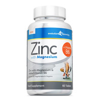 Zinc Tablets with Magnesium & Vitamin B6, Suitable for Vegans & Vegetarians - 60 Tablets