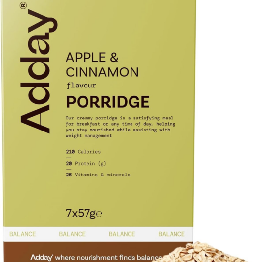 Adday Apple & Cinnamon Flavoured Oat Porridge 7 Sachets