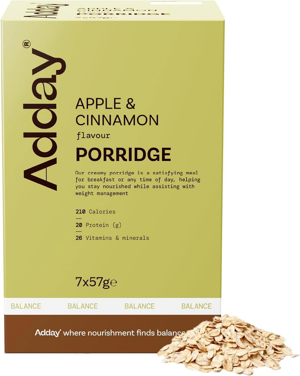 Adday Apple & Cinnamon Flavoured Oat Porridge 7 Sachets