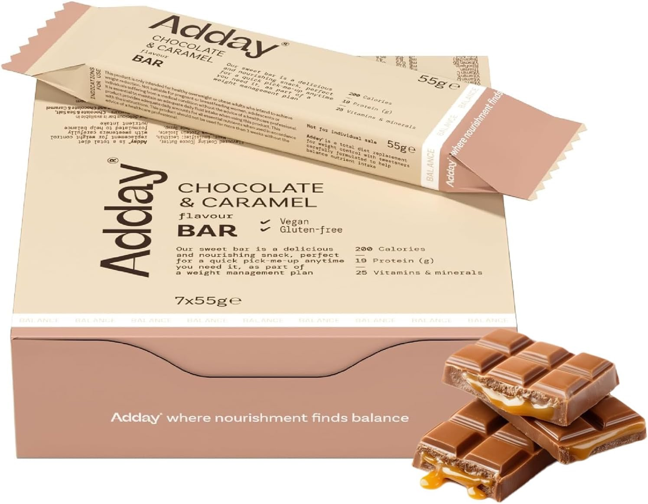 Adday Chocolate & Caramel Flavoured Bars 7 Bars