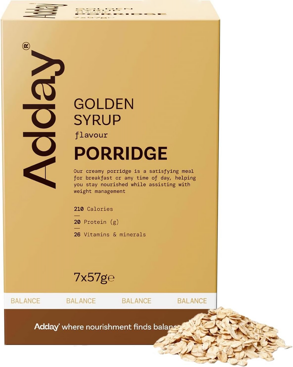 Adday Golden Syrup Flavoured Oat Porridge 7 Sachets