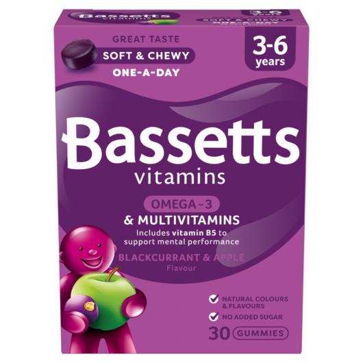 Bassetts Vitamins 3-6 Years Blackcurrant & Apple Omega 3 Multivitamins 30 Gummies