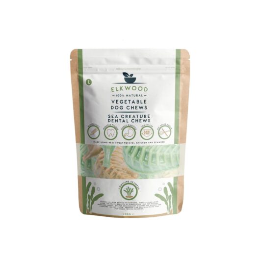 Elkwood Dental Dog Chews Vegetable Sea Creatures - Seaweed Large 4pc 200g
