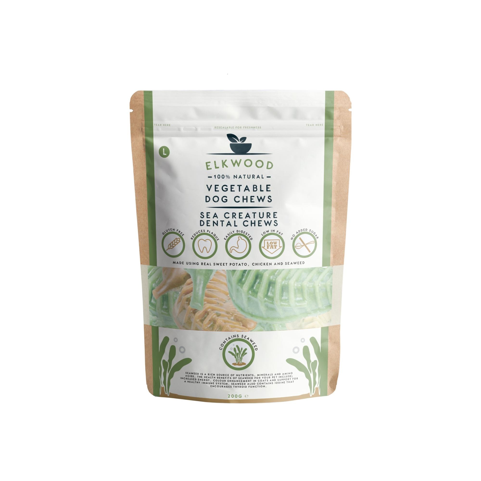 Elkwood Dental Dog Chews Vegetable Sea Creatures - Seaweed Large 4pc 200g