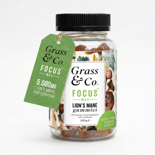 Grass & Co. FOCUS MAX 5000mg Lions Mane Elderflower & Lemon Gummies 60 Gummies