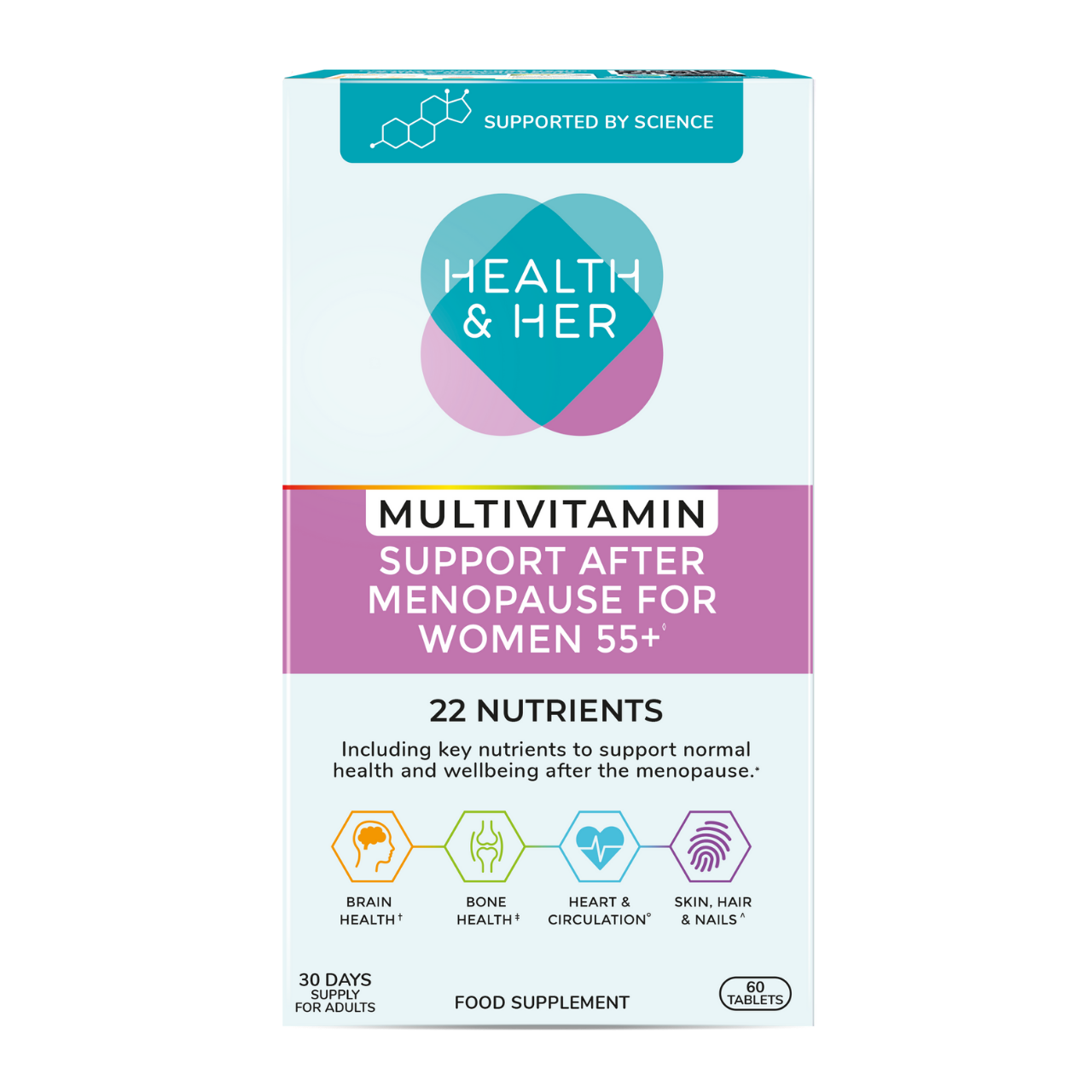 Health & Her Multivitamin Support After Menopause for Women 55+ 60 Capsules