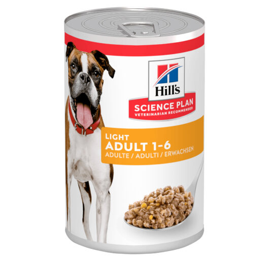 Hills Science Plan Light Adult Medium Wet Dog Food 12x370g Can