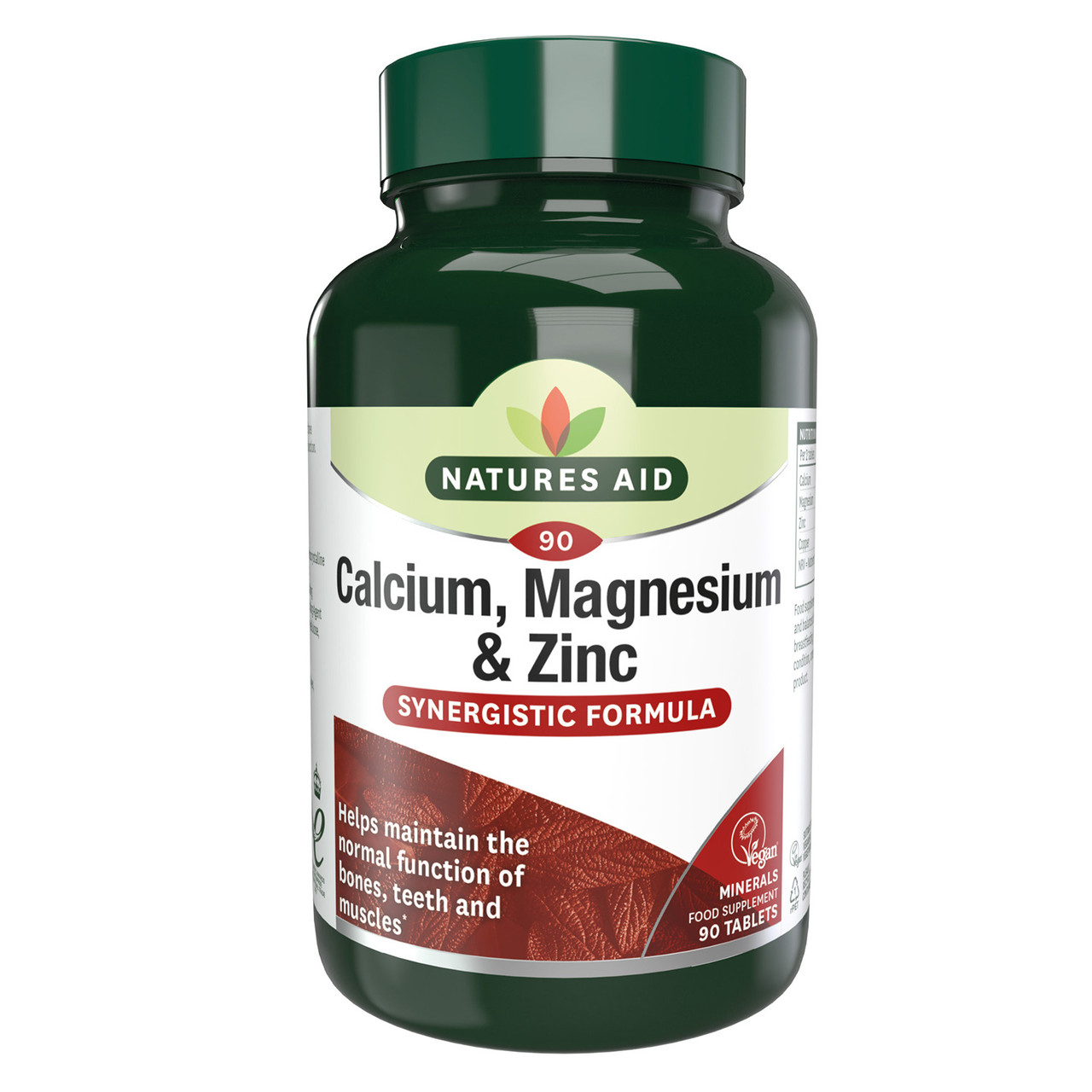 Natures Aid Calcium, Magnesium + Zinc 90 Tablets