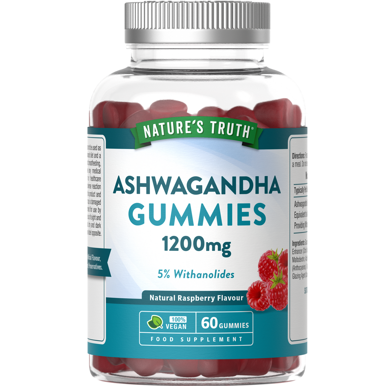 Nature's Truth Ashwagandha 1200mg Natural Raspberry Flavour 60 Gummies