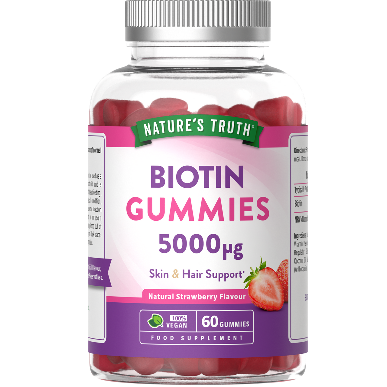 Nature's Truth Biotin 5000ug Natural Strawberry Flavour 60 Gummies