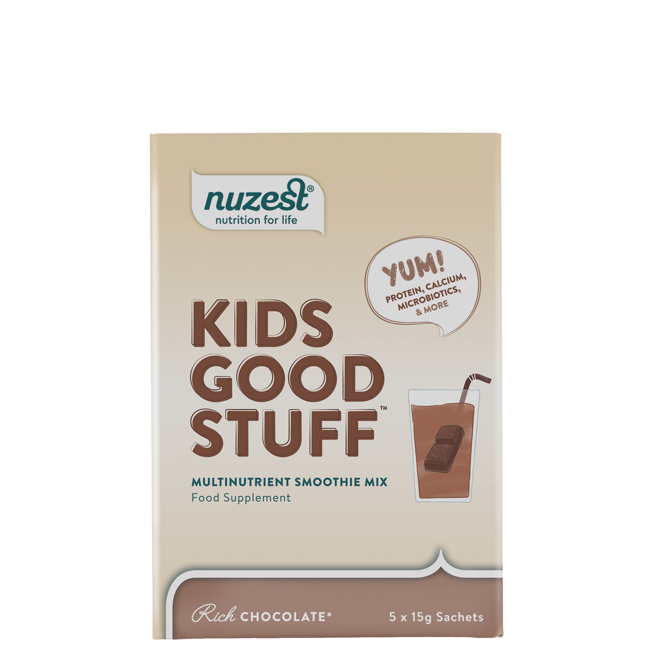 Nuzest Kids Good Stuff Rich Chocolate 5 x 15g Sachet Box