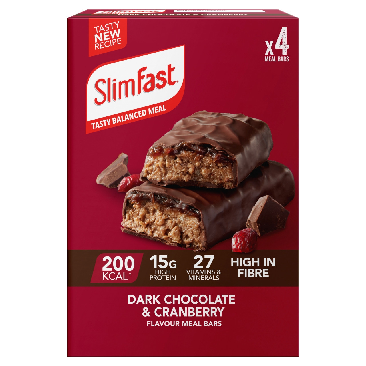 SlimFast Meal Replacement Bar Chocolate Cranberry (4 x 60g)