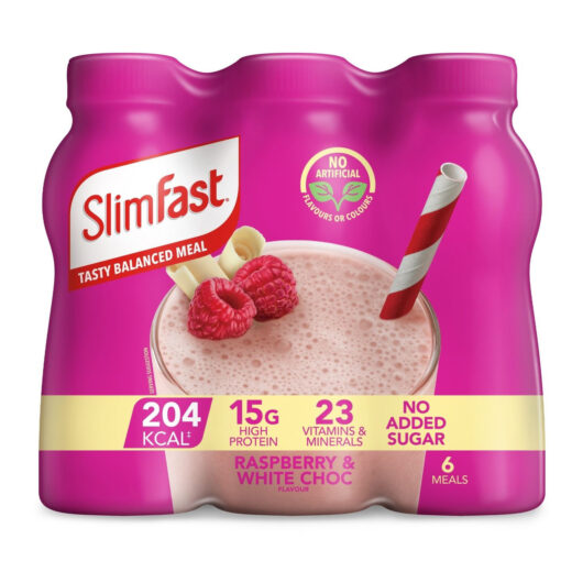 Slimfast Milkshake Multipack Bottle Raspberry & White Chocolate 6x325ml