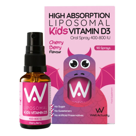 Well. Actually. Kids Liposomal Vitamin D3 Spray 400-800IU, Cherry Berry Flavour, 15ml