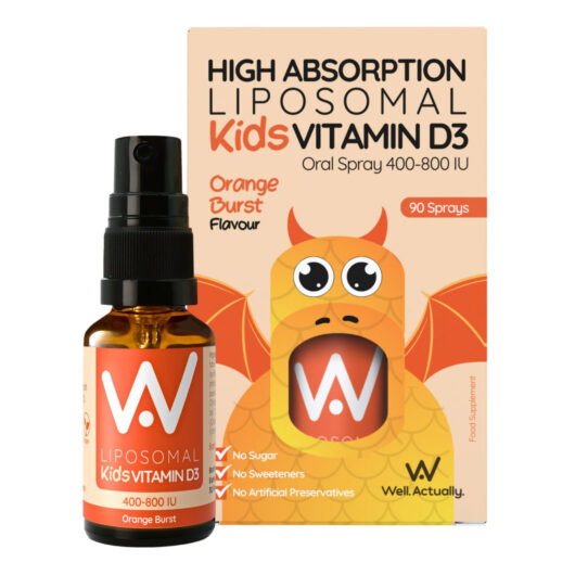 Well. Actually. Kids Liposomal Vitamin D3 Spray 400-800IU, Orange Burst Flavour, 15ml