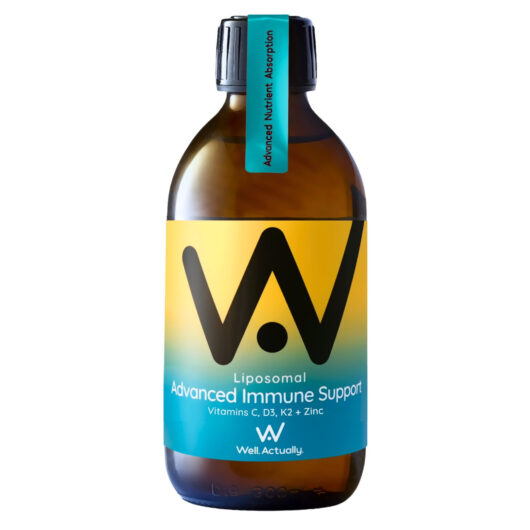Well. Actually. Liposomal Advanced Immune Support, Vitamins C, D3, K2 + Zinc - Tropical Zest Flavour, 250ml