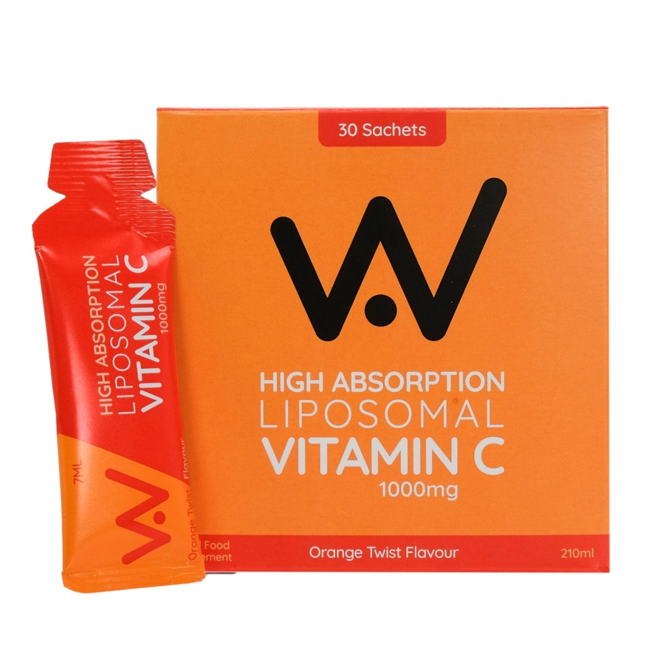 Well. Actually. Liposomal Vitamin C Sachets 30 Pack 1000mg, Orange Twist Flavour, 30 Satches