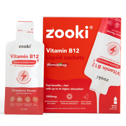 Zooki Liposomal Vitamin B12 2500mcg Strawberry Flavour 10ml 30 Sachets