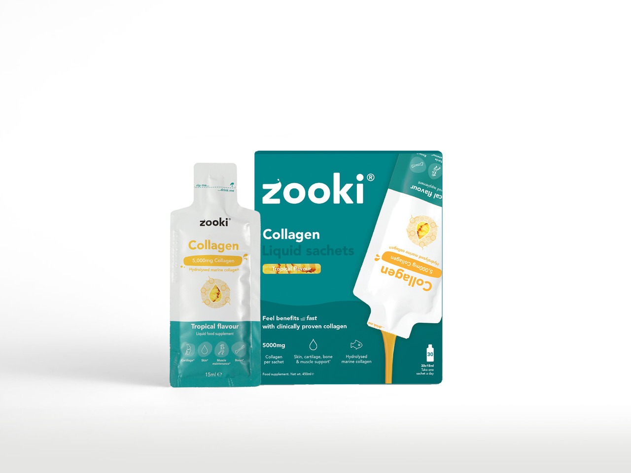 Zooki Marine Collagen 5,000mg Tropical Flavour 15ml 30 Sachets