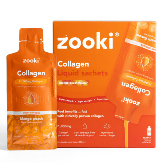 Zooki Marine Collagen Super Strength 11,000mg Mango Peach Flavour 18.5ml 30 Sachets