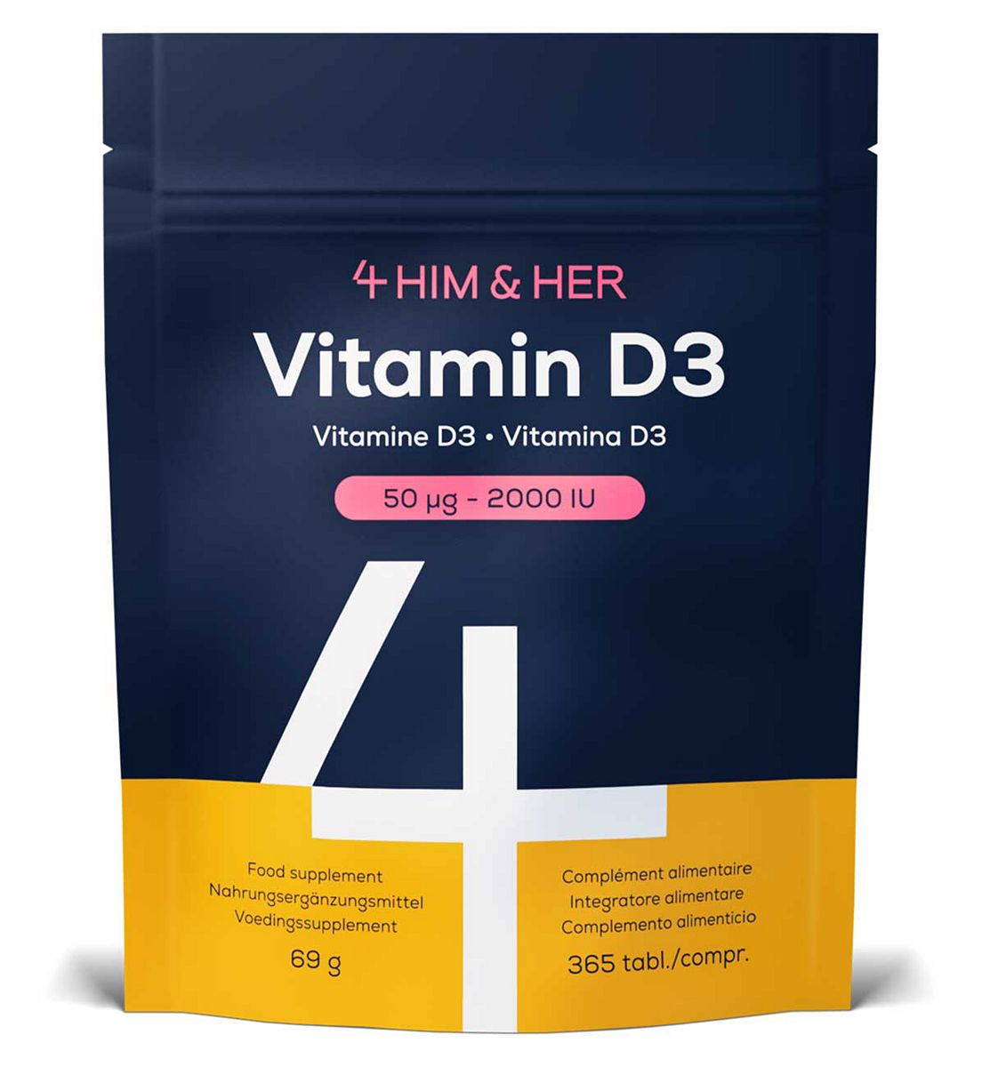 4HIM4HER 4Him&her Vitamin D3 Supplement 50Mcg 2000Iu, One Year Supply, Vegetarian Tablets 365S