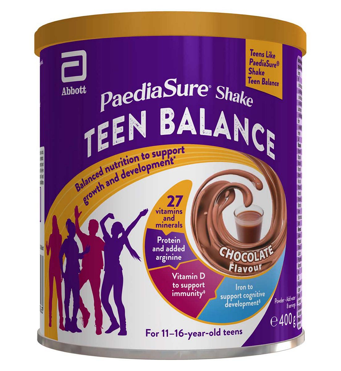 Abbot Nutrition Paediasure Shake Teen Balance Protein Powder Chocolate 400g