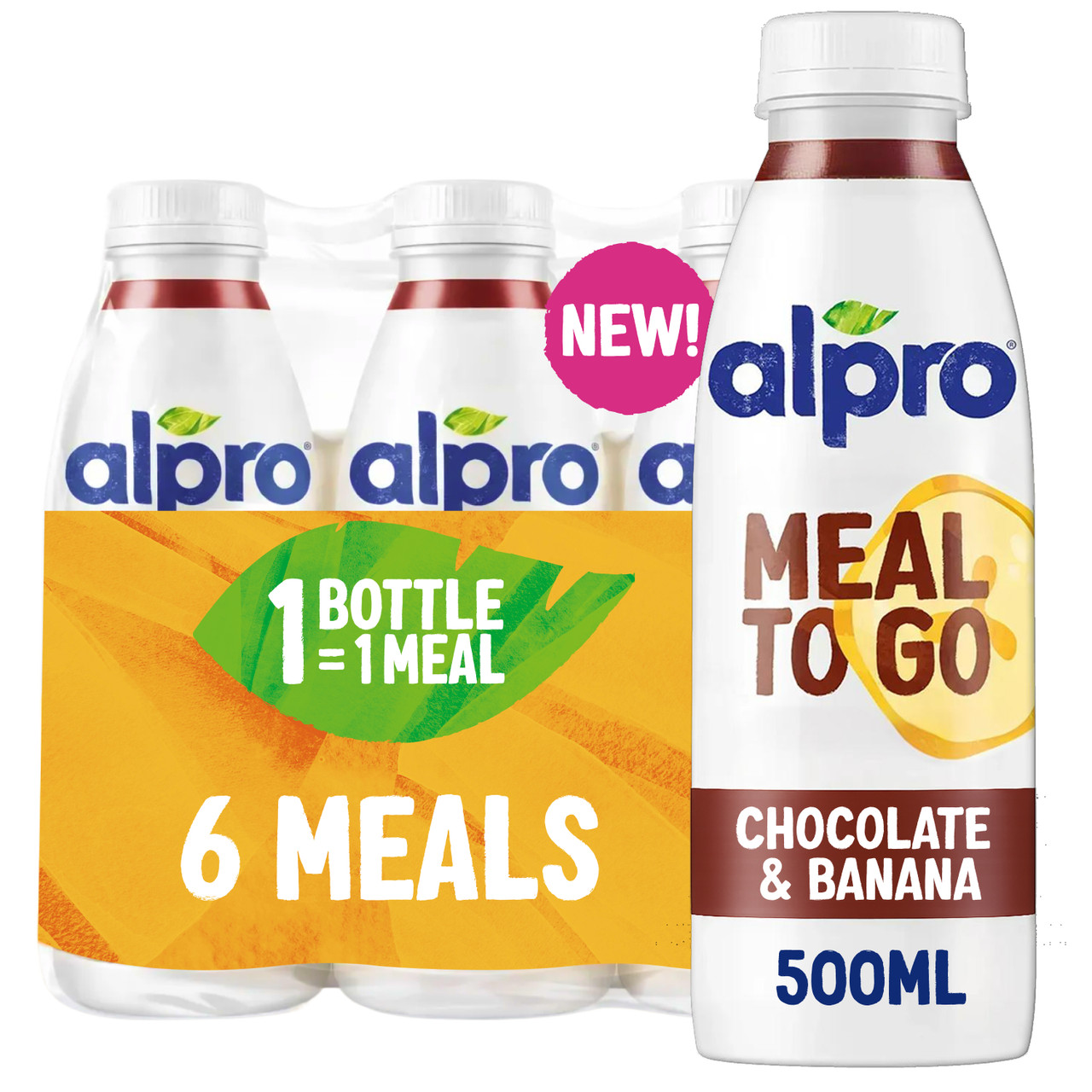 Alpro Meal to Go Chocolate Banana Flavour Ready-To-Drink Meal Replacement 500ml x 6