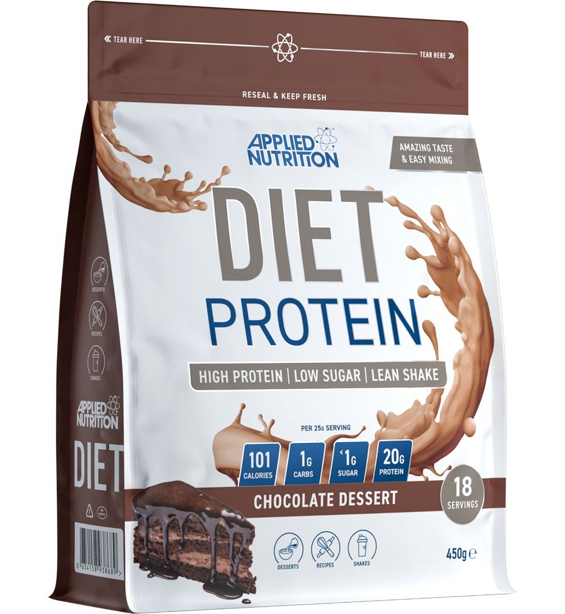 Applied Nutrition Diet Protein Powder Chocolate Dessert 450g