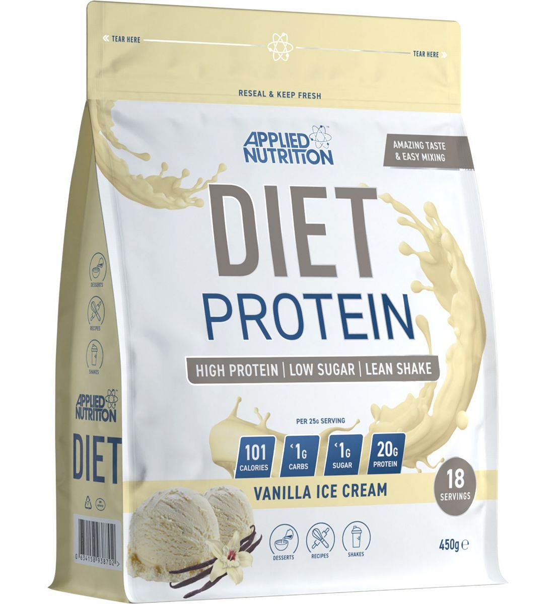 Applied Nutrition Diet Protein Powder Vanilla Ice Cream 450g
