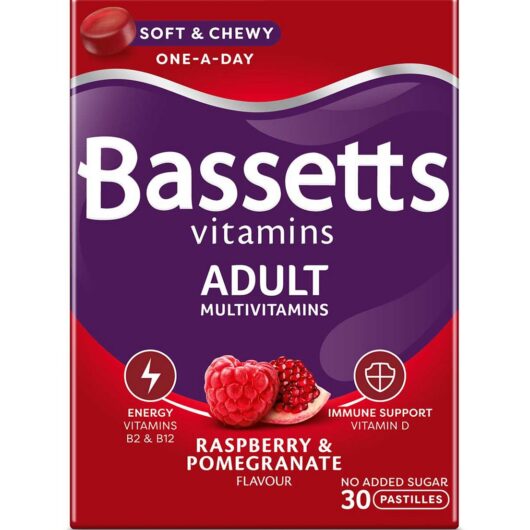 Bassetts Adult Multivitamins Raspberry & Pomegranate Flavour 30 Pastilles