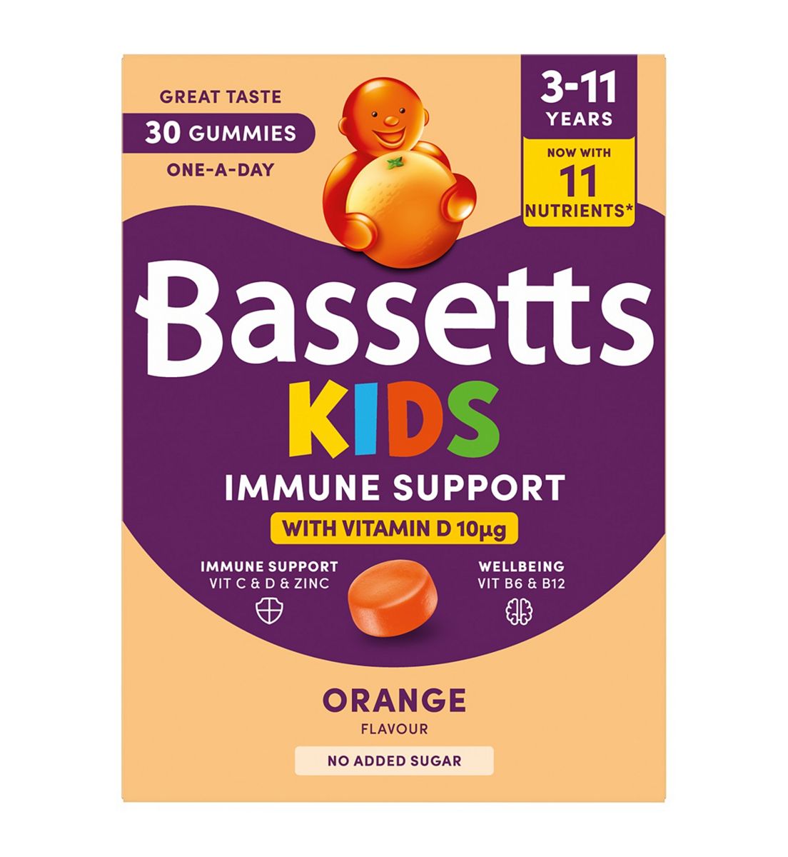 Bassetts Kids Immune Support 3-11 Orange 30 Gummies