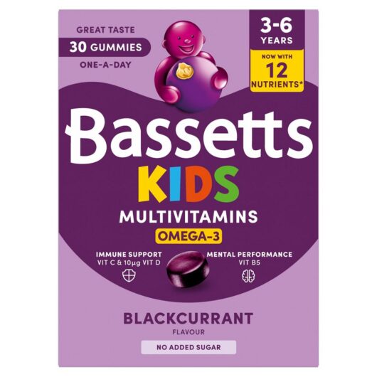 Bassetts Kids Multivitamins 3-6 Omega-3 Blackcurrant 30 Gummies