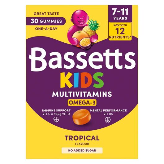 Bassetts Kids Multivitamins 7-11 Omega-3 Tropical 30 Gummies