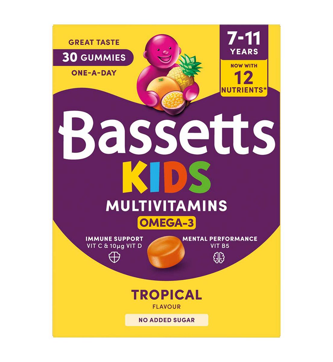 Bassetts Kids Multivitamins 7-11 Omega-3 Tropical 30 Gummies