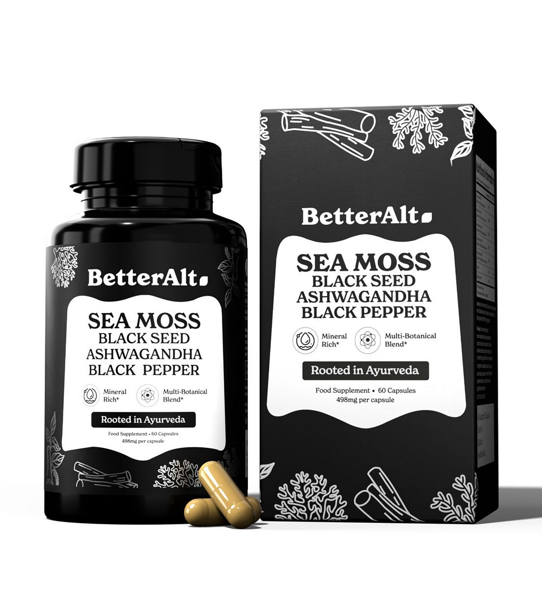 BetterAlt Seamoss Capsules - Mineral-Rich Sea Moss Formula, 60