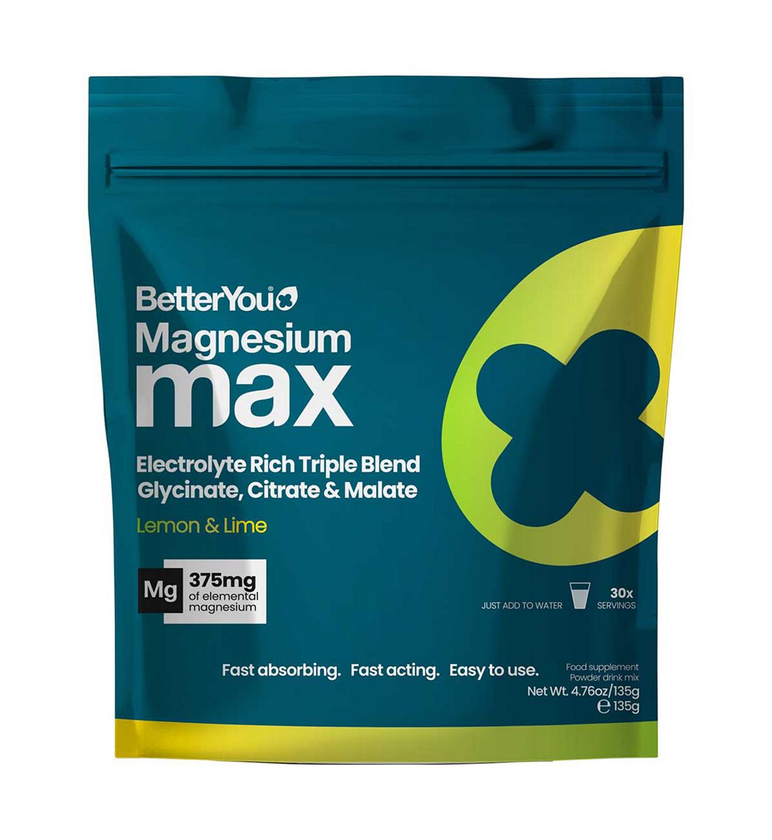 BetterYou Magnesium Max Powder Lemon And Lime 135g