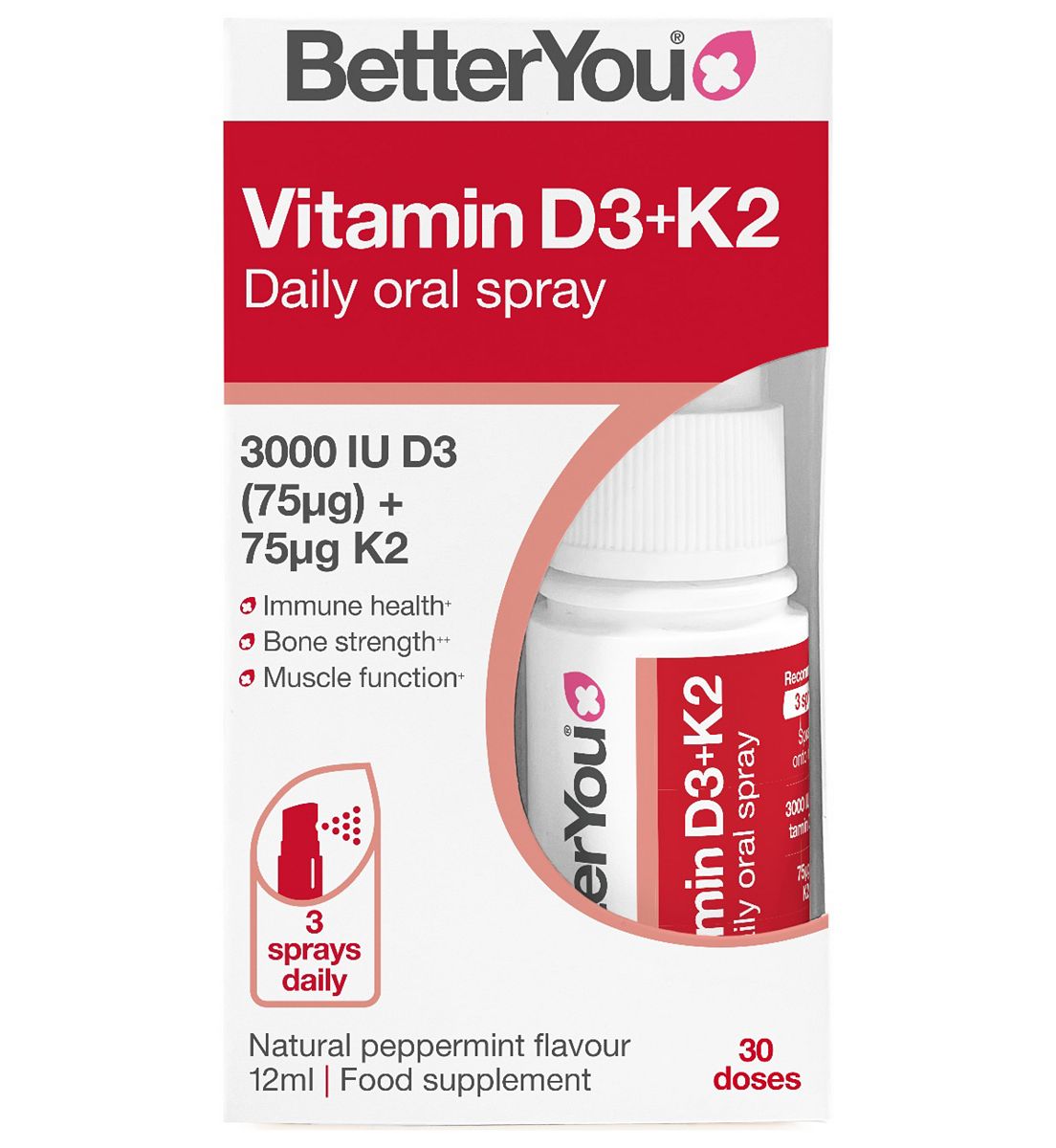BetterYou Vitamin D3 3000 Iu + K2 12Ml Oral Spray