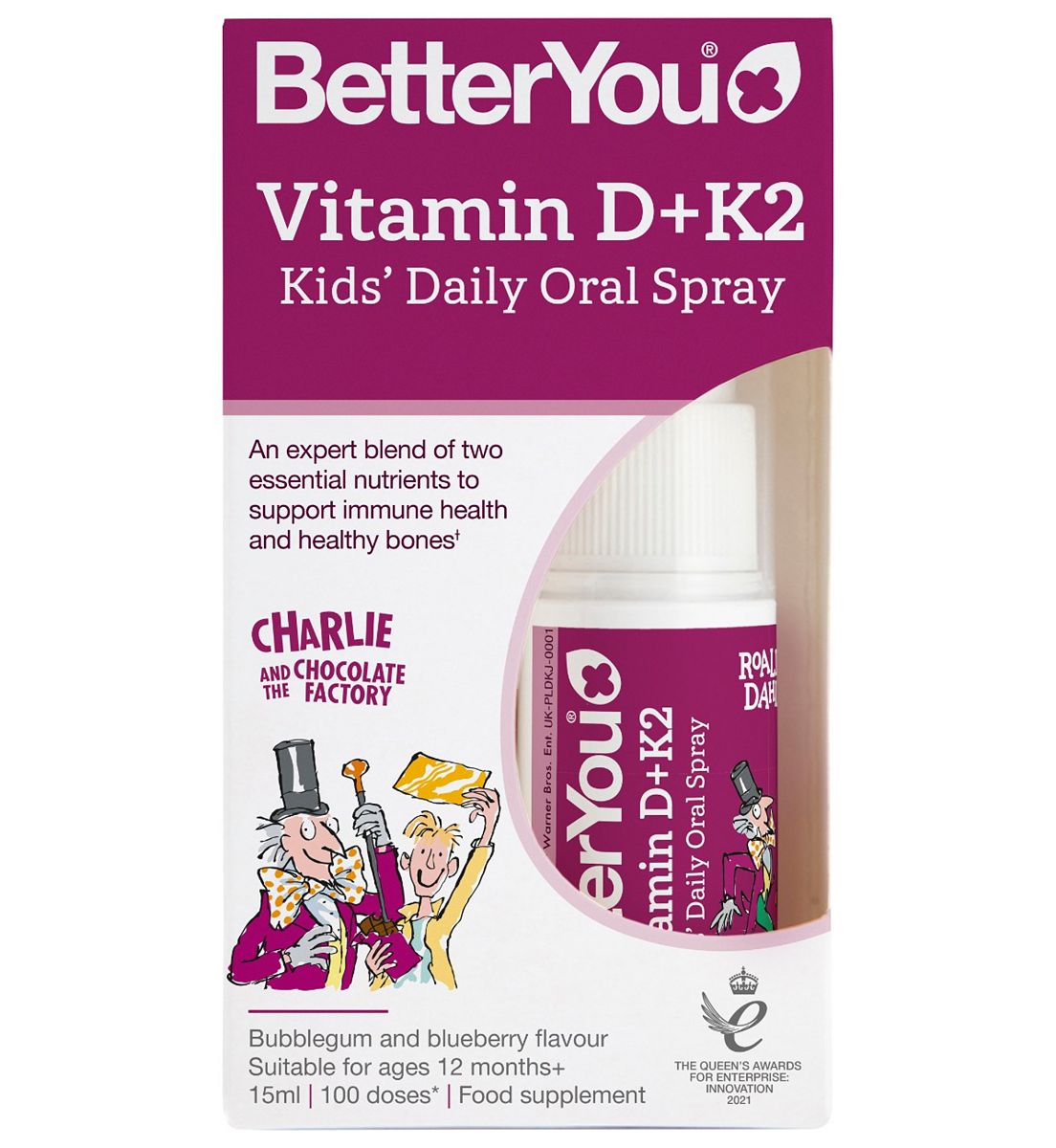 BetterYou Vitamin D+K2 Kids Daily Oral Spray 15ml