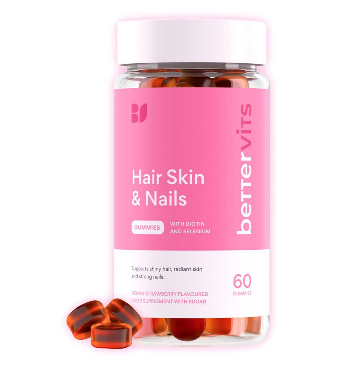 Bettervits Hair Skin And Nails Gummies With Biotin Selenium - 60