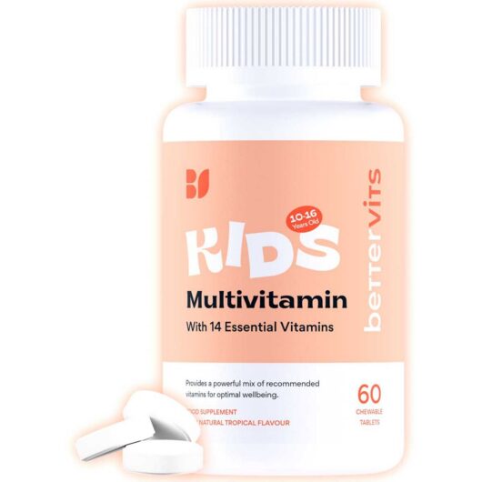 Bettervits Kids Multivitamin Chewable Tropical Flavoured Tablets,14 Essential Nutrients, 60 Tablets