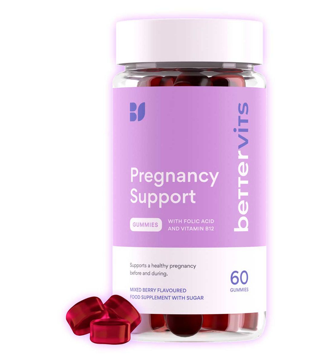 Bettervits Pregnancy Support Gummies With Folic Acid And Vitamin B12 - 60