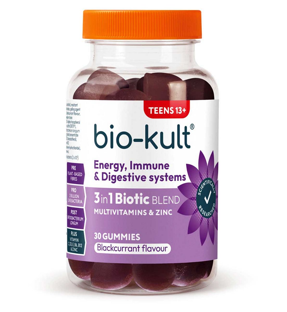 Bio Kult Bio-Kult 3-In-1 Biotic Blend Multivitamin Gummies For Teens, Blackcurrant Flavoured, 30