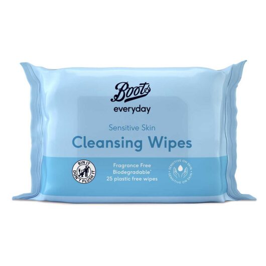 Boots Biodegradable Fragrance Free Cleansing Wipes 25S