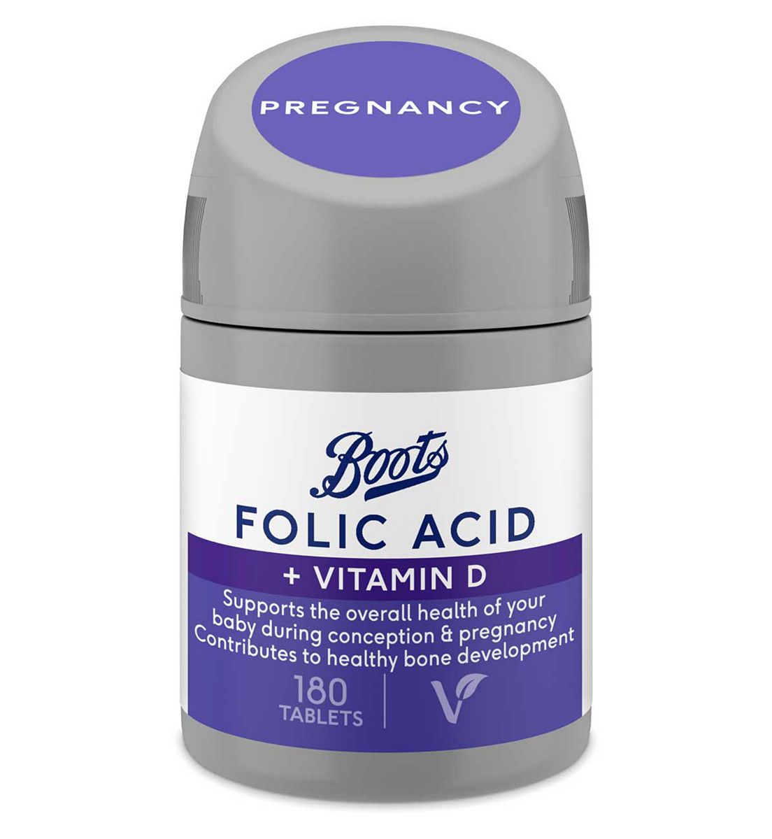 Boots Folic Acid 400 Μg + Vitamin D Tablets - 180