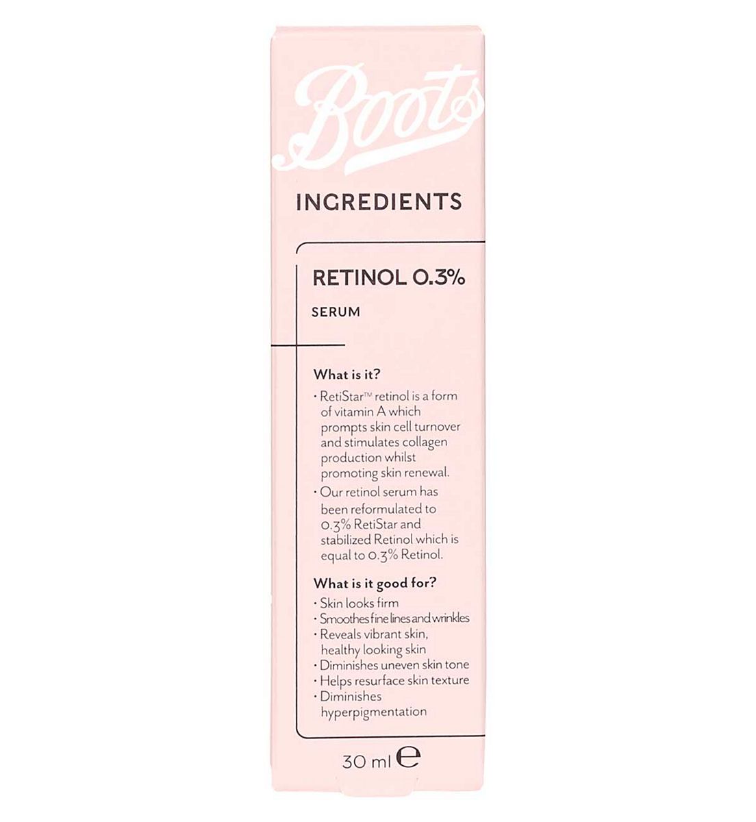 Boots Ingredients Retinol Serum 0.3% 30Ml