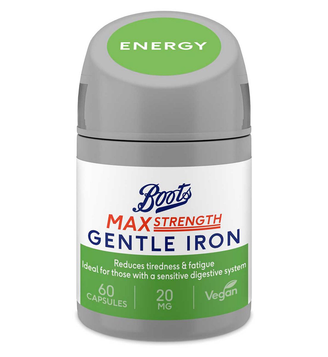 Boots Max Strength Gentle Iron 20 Mg, 60 Capsules