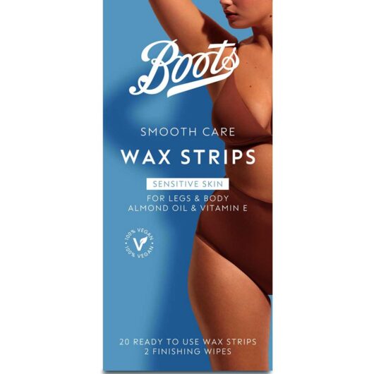 Boots Smooth Care Wax Strips Sensitive Legs & Body 20Pk + Perfect Finishing Wipes 2Pk