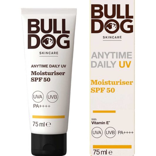 Bulldog Skincare Anytime Daily Spf 50 Face Moisturiser For Men, Men's Cream, Uva/uvb Sun Protection, 75ml